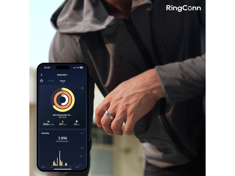 RingConn Smart Ring Gen 2, Grösse 13 - Midnight Black Gesundheitstracker