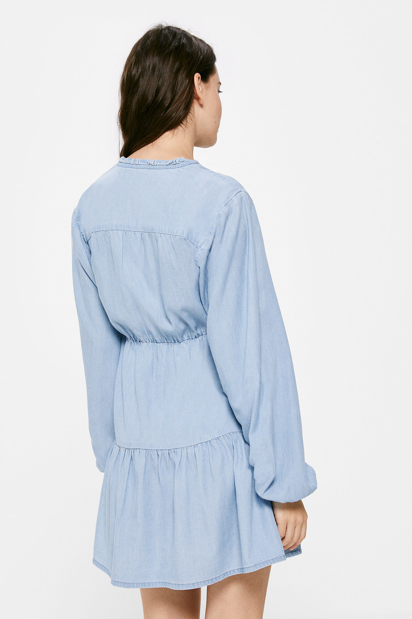 Vestido jeans em tencel - Azul médio