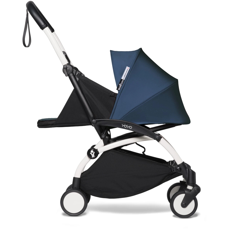 BABYZEN Kinderwagen YOYO2 0+ White mit Neugeborenenaufsatz inkl. Gratis Textilset Air France Blue