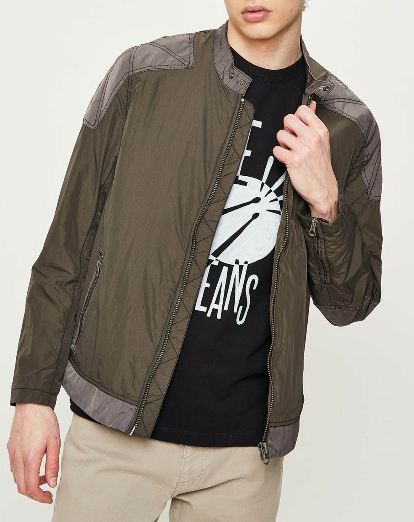 Pepe Jeans Blouson Motard Nylon marron/gris