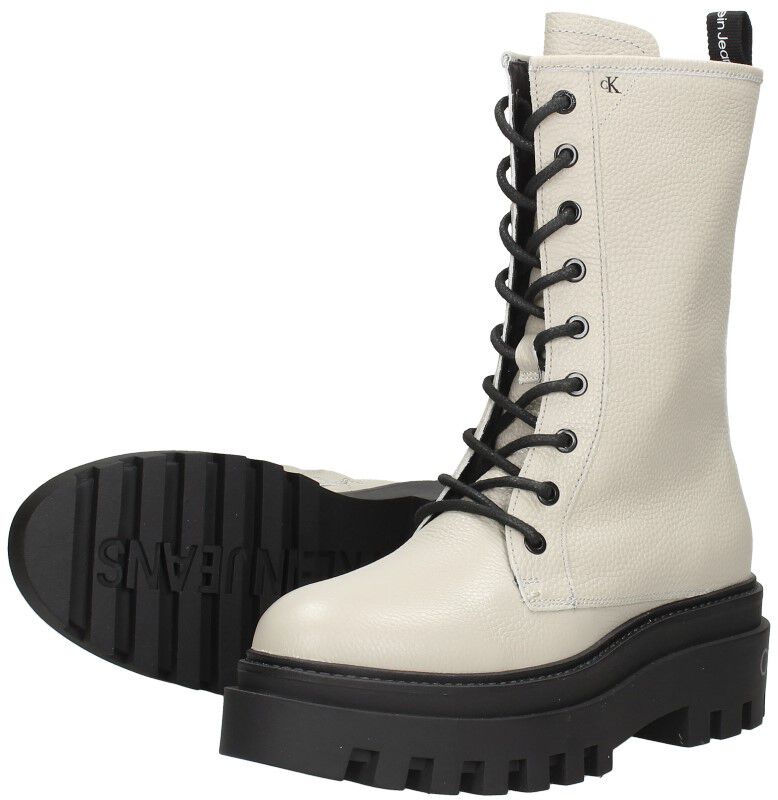 Calvin Klein Flatform Mid Laceup Boot gebroken wit