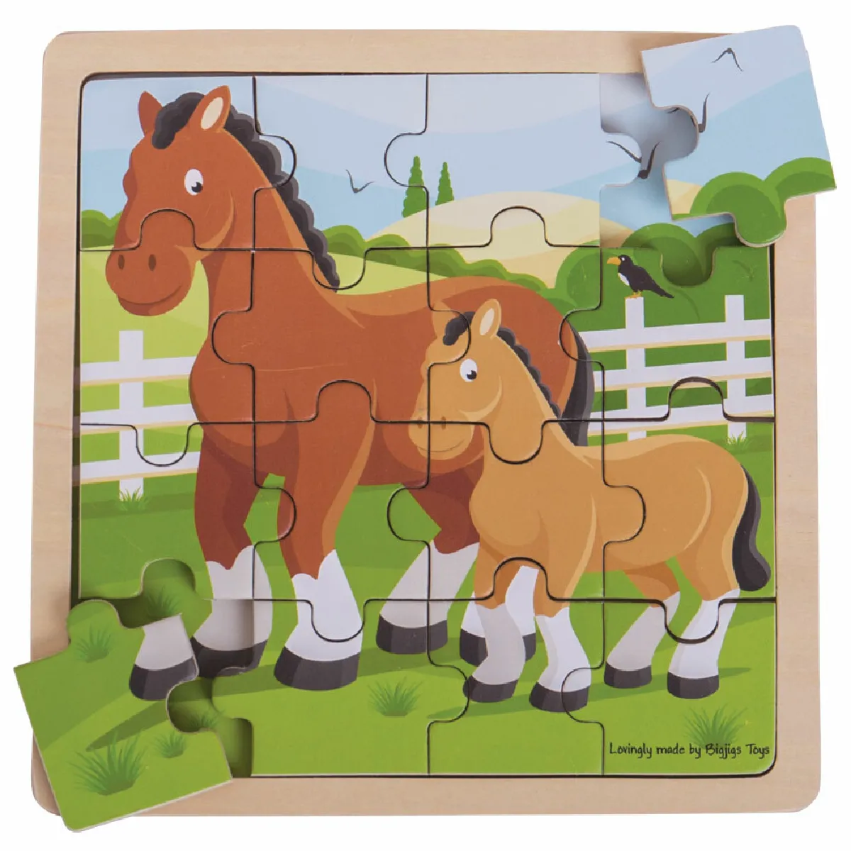 Bigjigs Toys Puzzle Cheval et Poulain Bois