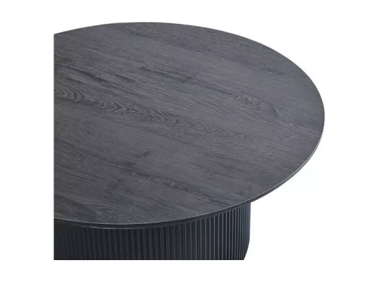 Table basse VAGOS – Effet bois brun foncé – Ronde – Diamètre 80 cm – Design élégant et robuste