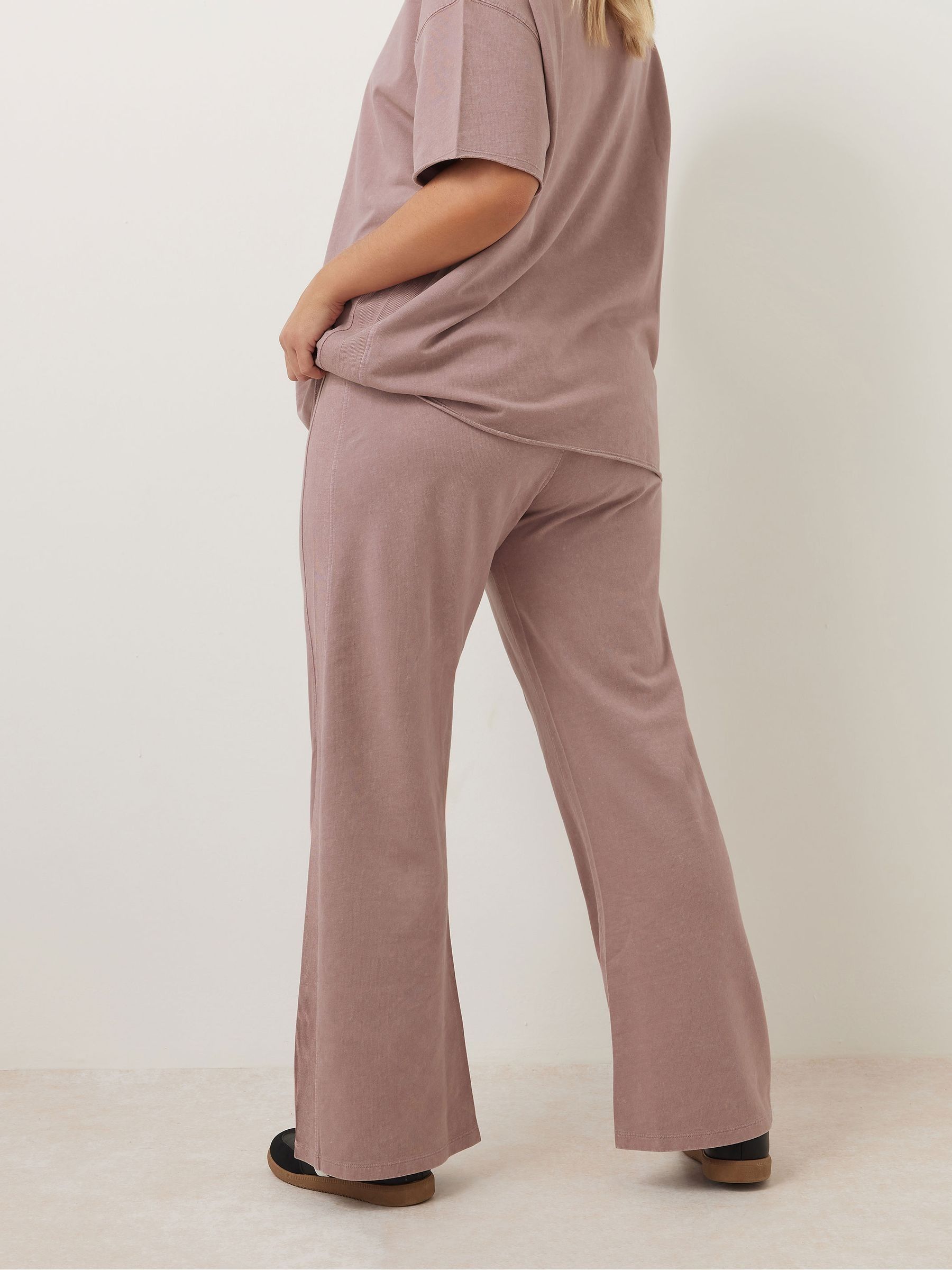 Roze - Yours Curve 100% Cotton Acid Wash Wide Leg Joggers