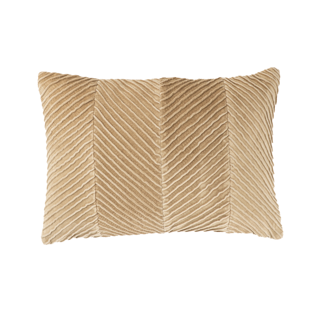 Sierkussen velours Tucked allover beige 35x50 cm