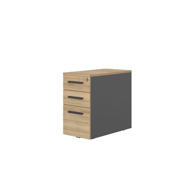 Caisson bout de bureau CONNEXION (vendu sans top) - Profondeur 60 cm - 3 tiroirs - Chêne/anthracite