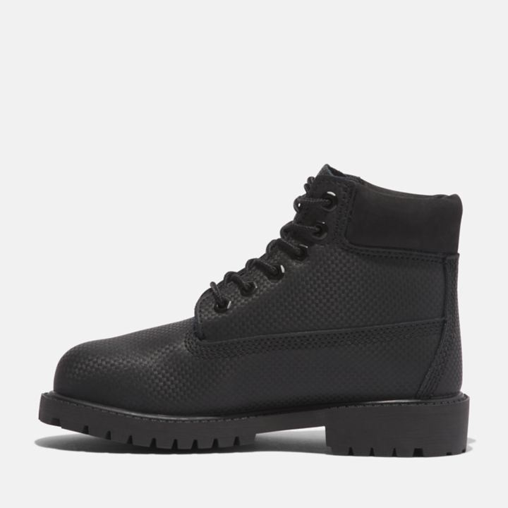 Bota Timberland Premium Helcor de 6 polegadas para jovens na cor preta.