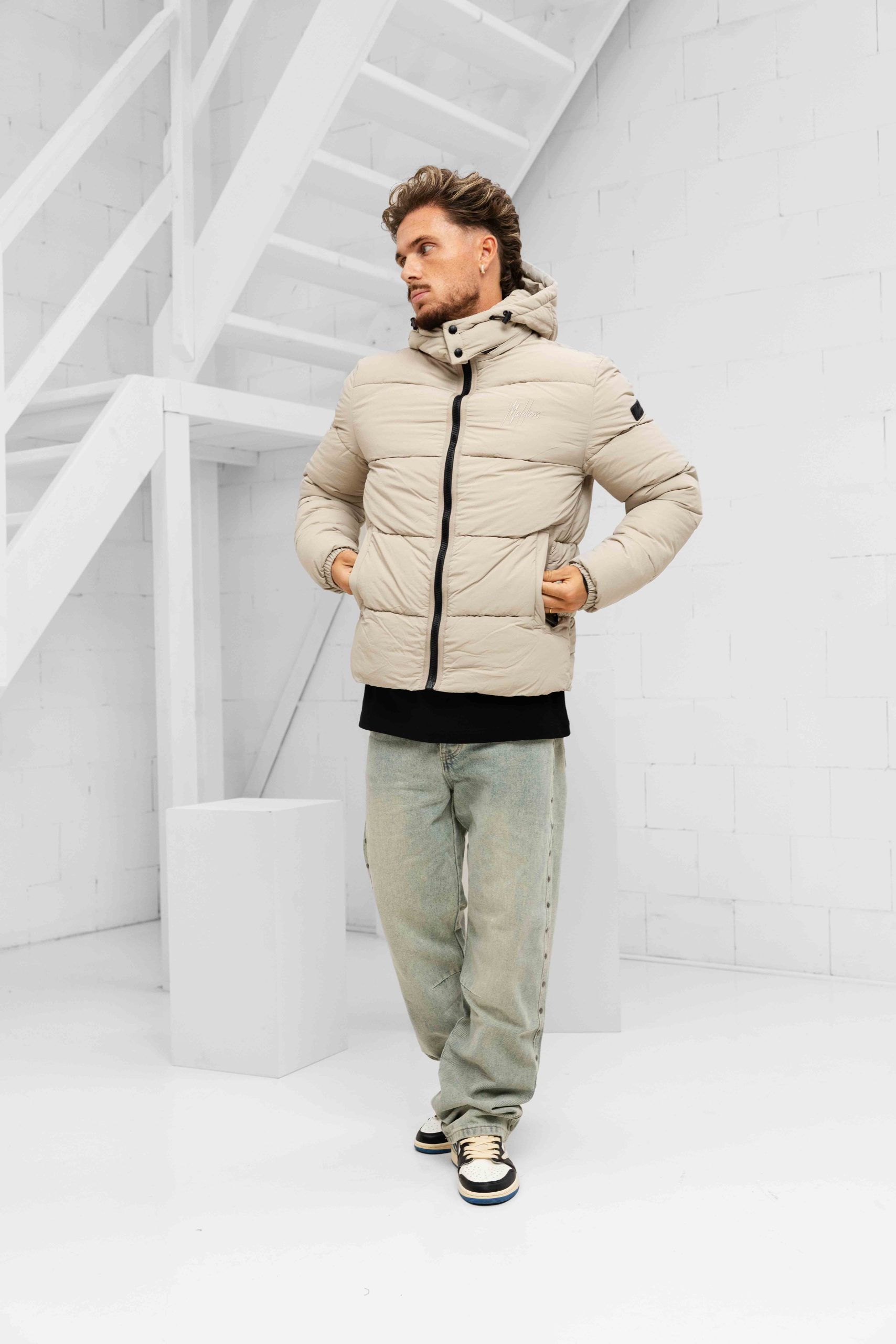 Malelions Donn Puffer Winterjas Heren Beige