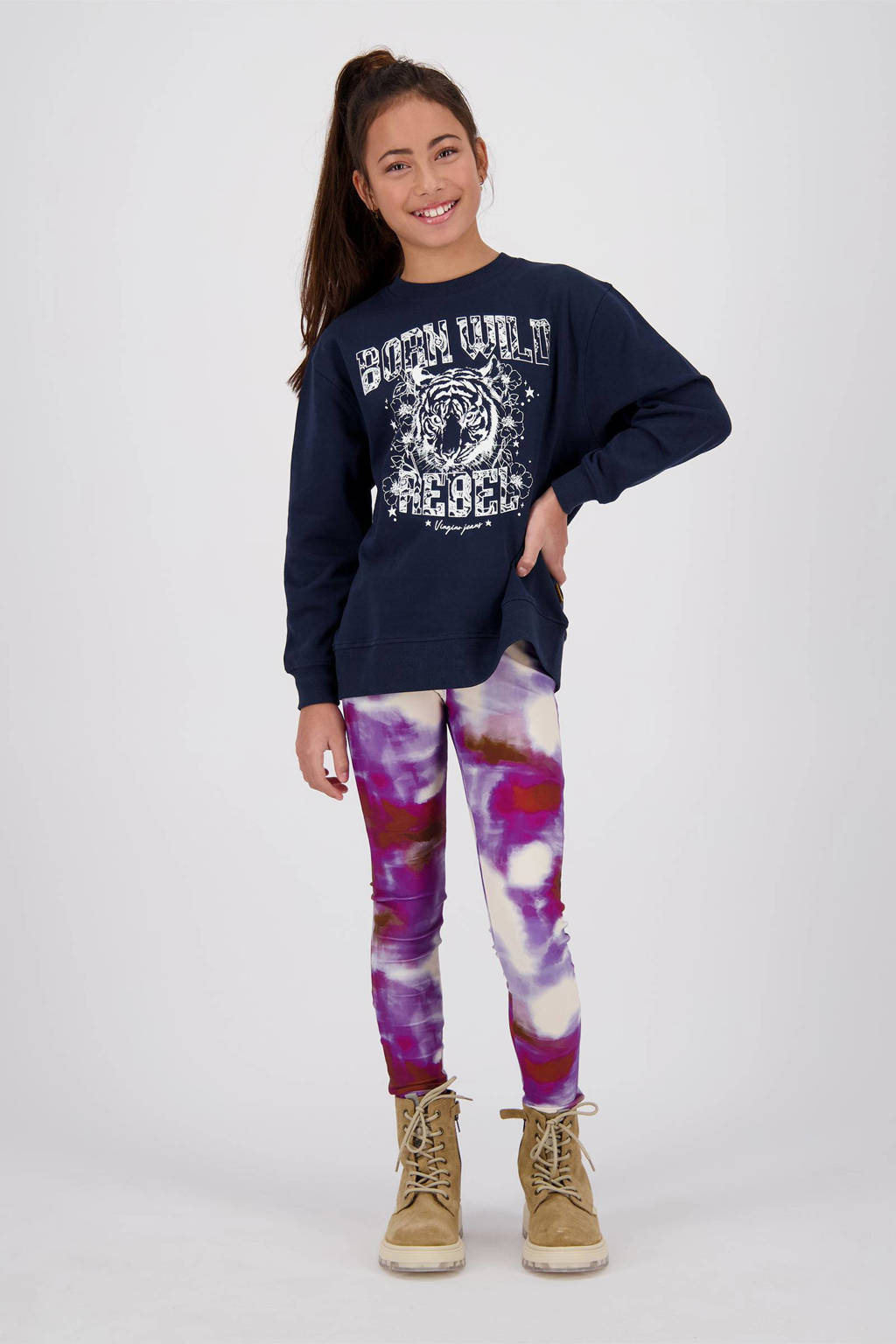 Vingino tie-dye legging Shandy paars/donkerrood/wit