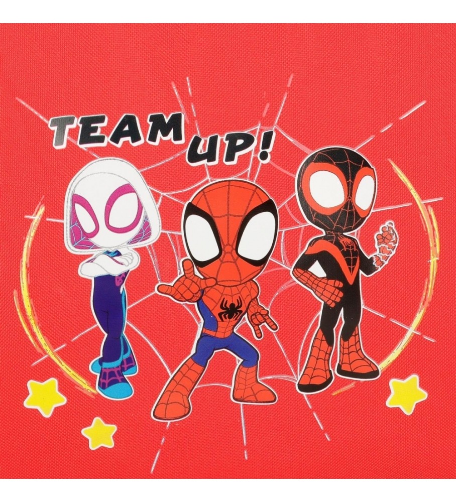 Mochila pré-escolar Joumma Bags Spidey and Friends, adaptável a carrinhos, vermelha.