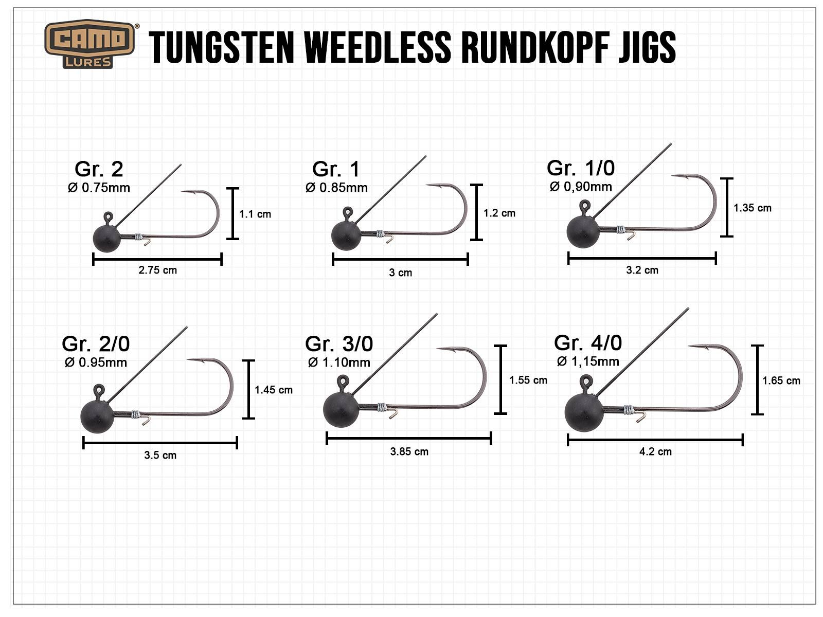 CAMO Tungsten Weedless Rundkopf Jig - Gr. 2/0 (10.5g)