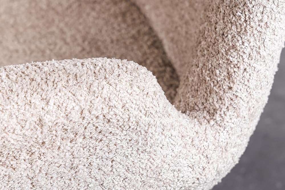 Riess Ambiente Drehbarer Stuhl Baltic - beige Natur - Bouclé Stoff Eiche Massivholz - Esszimmerstuhl mit Armlehne Schaumstoff-Polsterung
