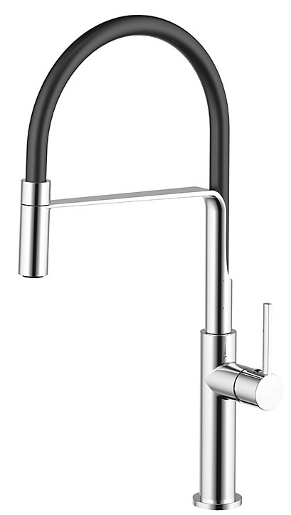Mitigeur de cuisine chromé et noir avec douchette Kramer Groupe Swan