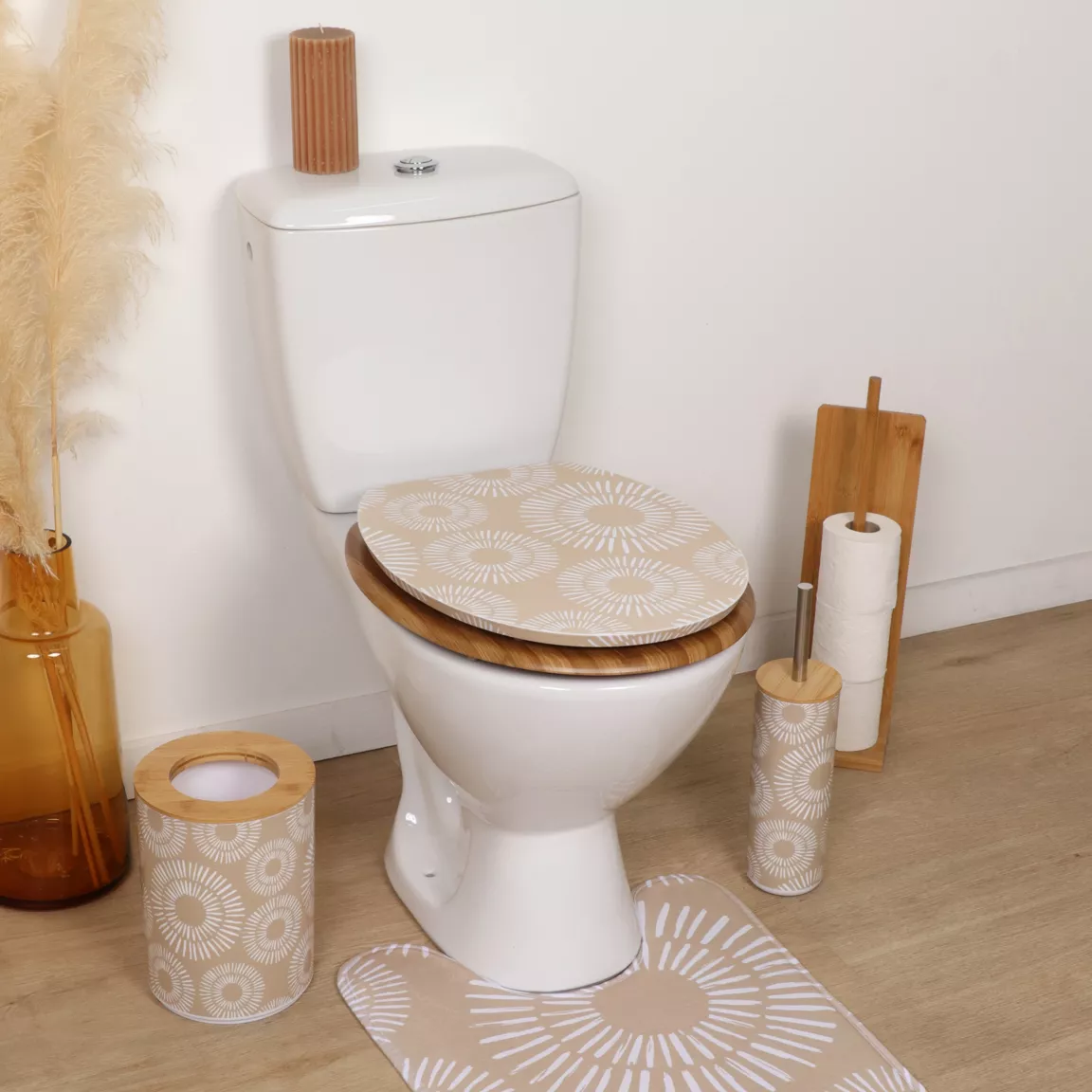 Abattant WC 18 pouces MDF Ethnic Spirals Beige