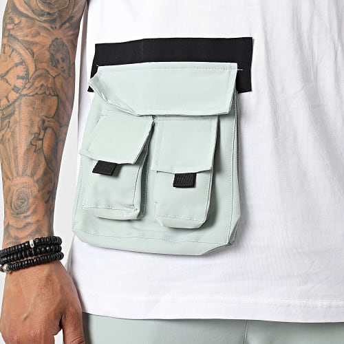 Ensemble Tee Shirt Poche Pantalon Jogging F22-906T Vert Blanc
