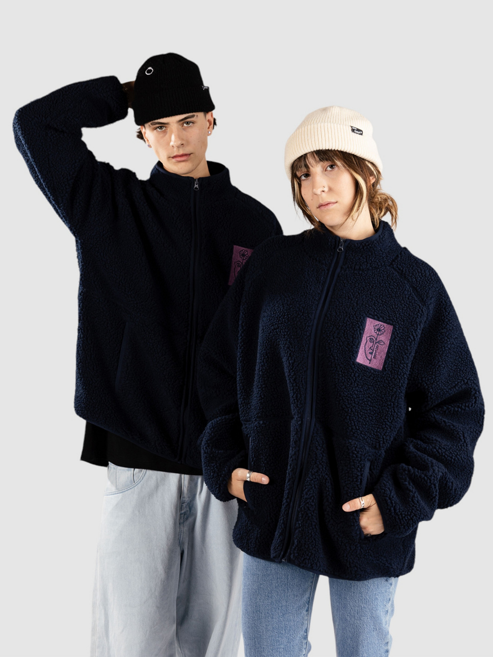 And Feelings Vista Sherpa Fleece Jacket navy