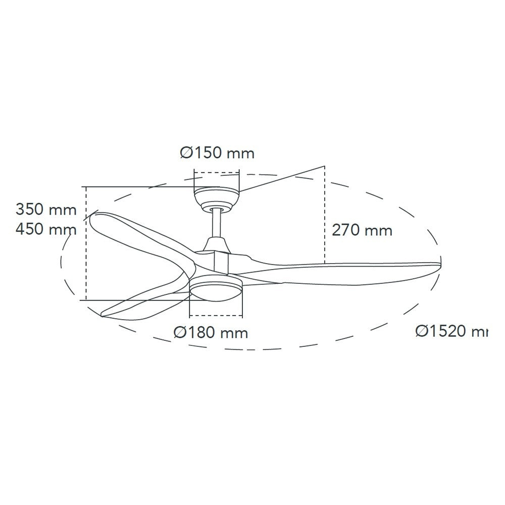 CristalRecord Plafondventilator Yenbig Ã 152 cm licht hout mat chroom