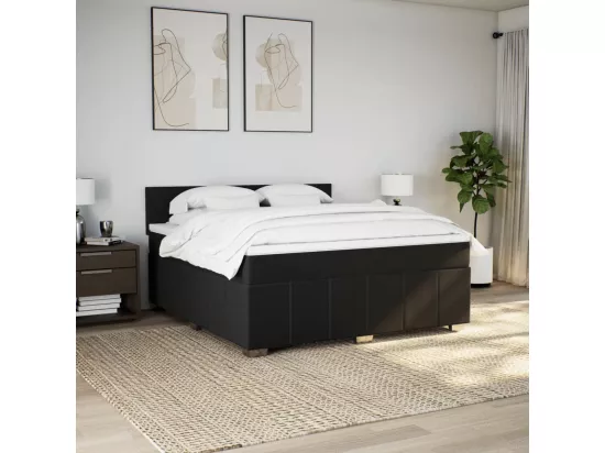 Sommier à lattes de lit avec matelas Noir 180x200 cm Tissu
