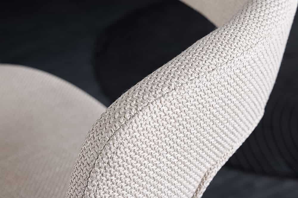 riess-ambiente Barhocker MANHATTAN - Retro beige Strukturstoff Massivholz mit Lehne drehbar höhenverstellbar