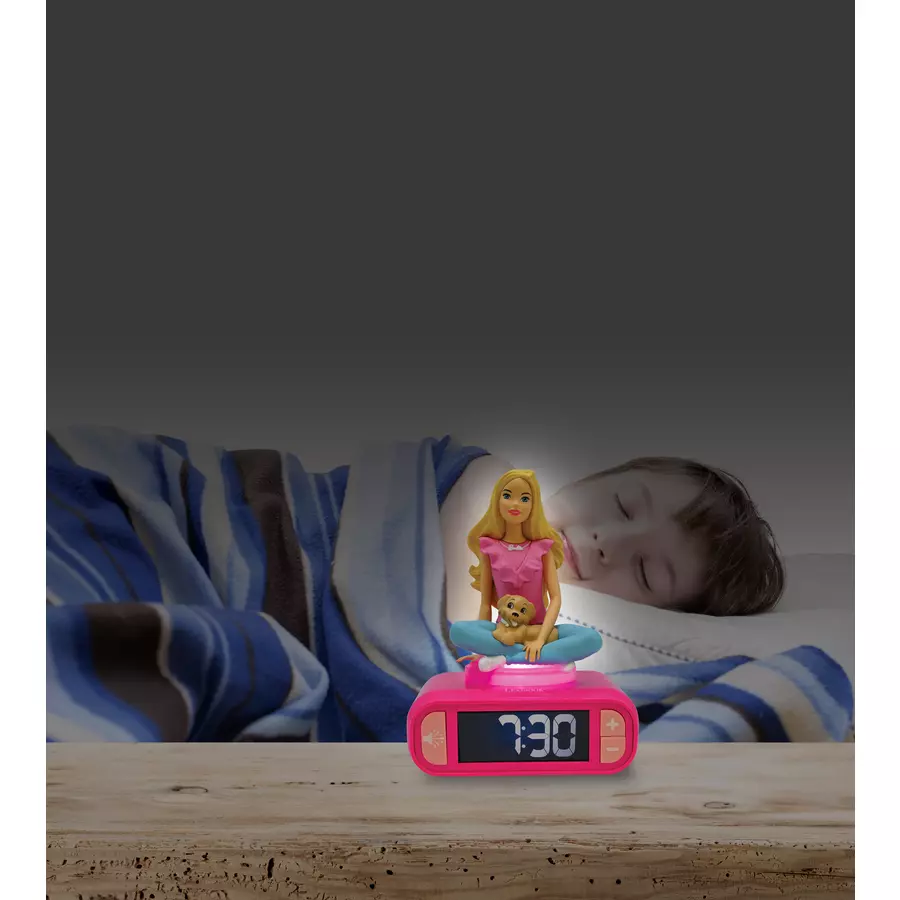LEXIBOOK Barbie Wecker mit 3D Nachtlicht-Figur und besonderen Klingeltönen
