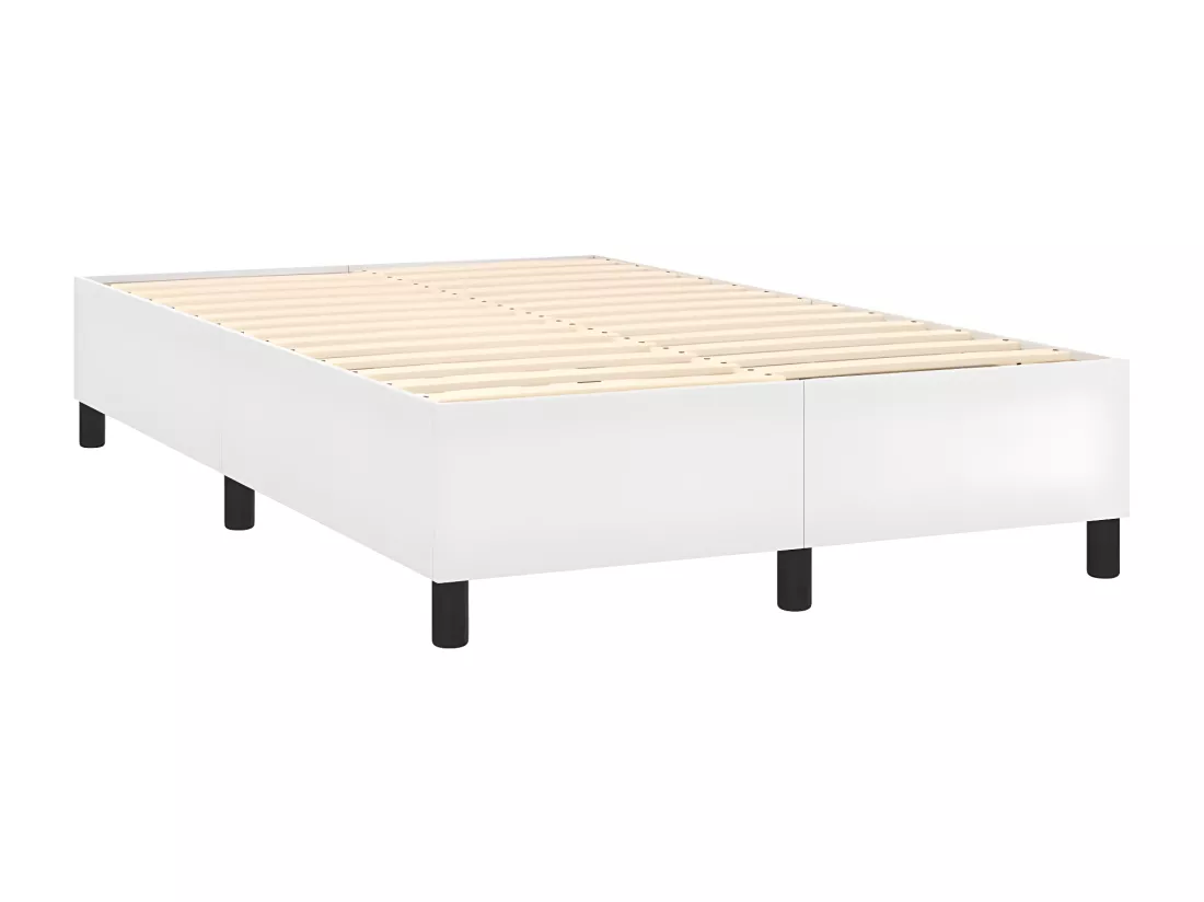 Sommier tapissier et matelas et LED Blanc 120x200 cm Similicuir