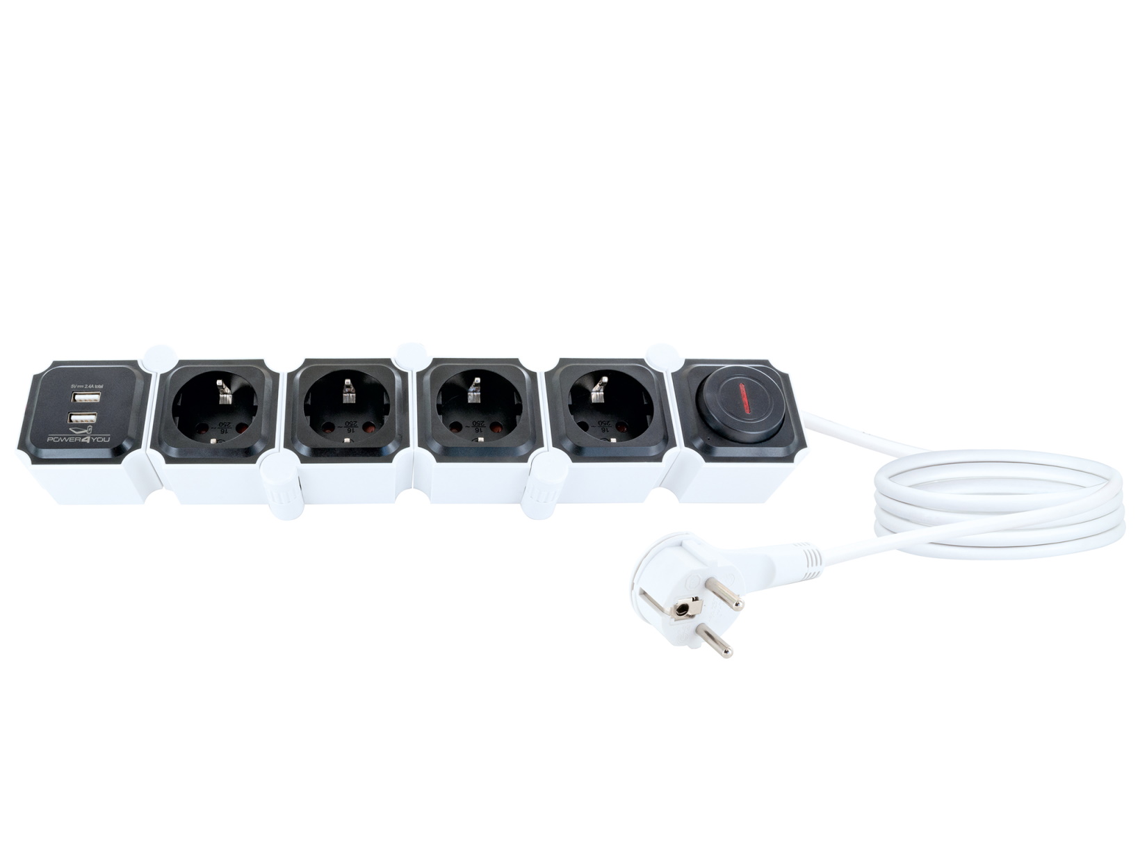 Schwaiger zwarte stekkerdoos met USB