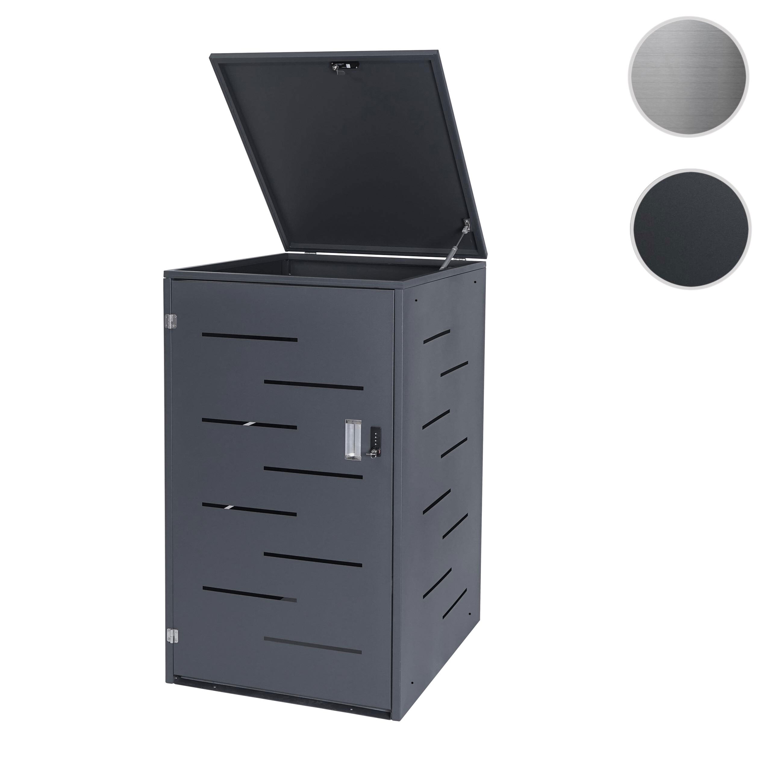 Mülltonnenverkleidung MCW-E83, Mülltonnenbox Mülltonnenabdeckung, erweiterbar 117x66x80 cm ~ anthrazit, Stahl 33kg