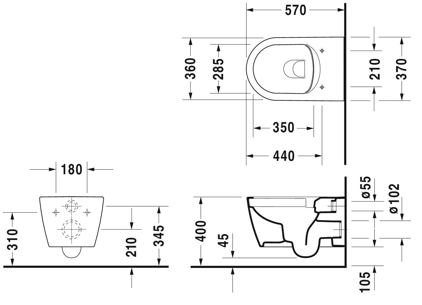 Geberit UP320 toiletset met Duravit Starck Me randloos toilet wit glans en softclose zitting