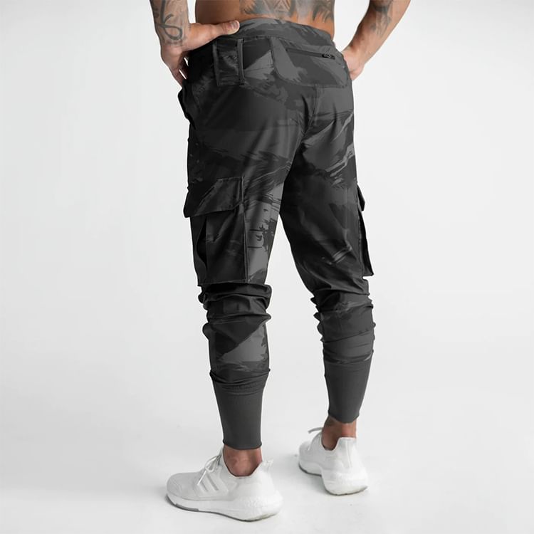 Double White - Cropped, taps toelopende cargobroek met trekkoordtaille