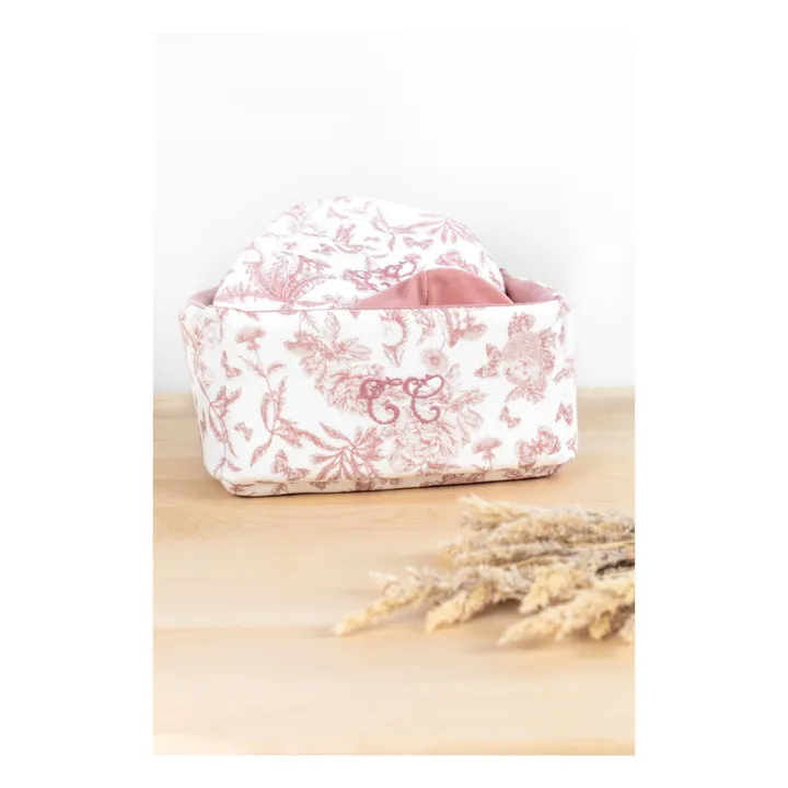 Tartine et Chocolat Panière Toile de Jouy | Rose pêche
