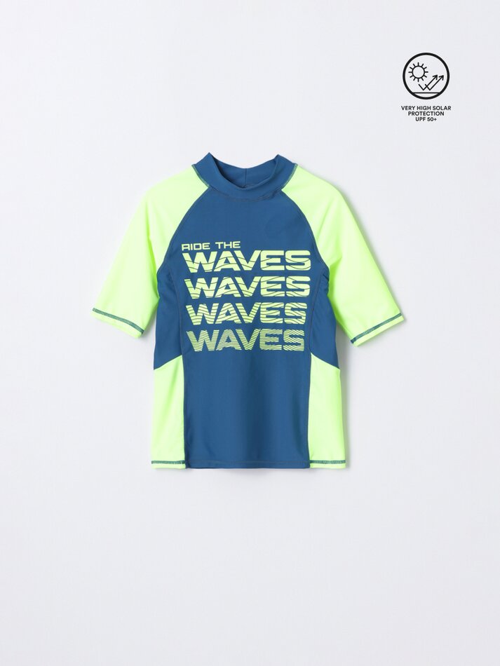 Camiseta estampada com proteção solar UPF 50 - Verde Pato