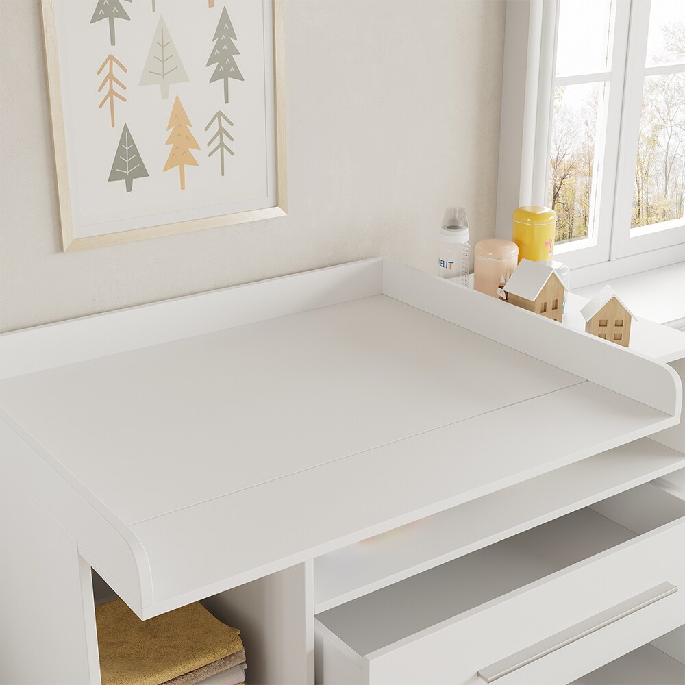 Oskar-Store Wickeltisch Paula, 110 x 94 cm, Weiß, Wickelkommode mit Wickelaufsatz