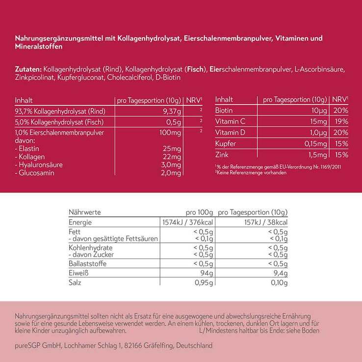 Puresgp Kollagen Peptide Multi Formula Pulver, 300 g