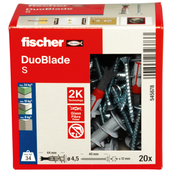 Fischer Gipsplaatplug DuoBlade 44 mm 20 stuks incl. boorkop