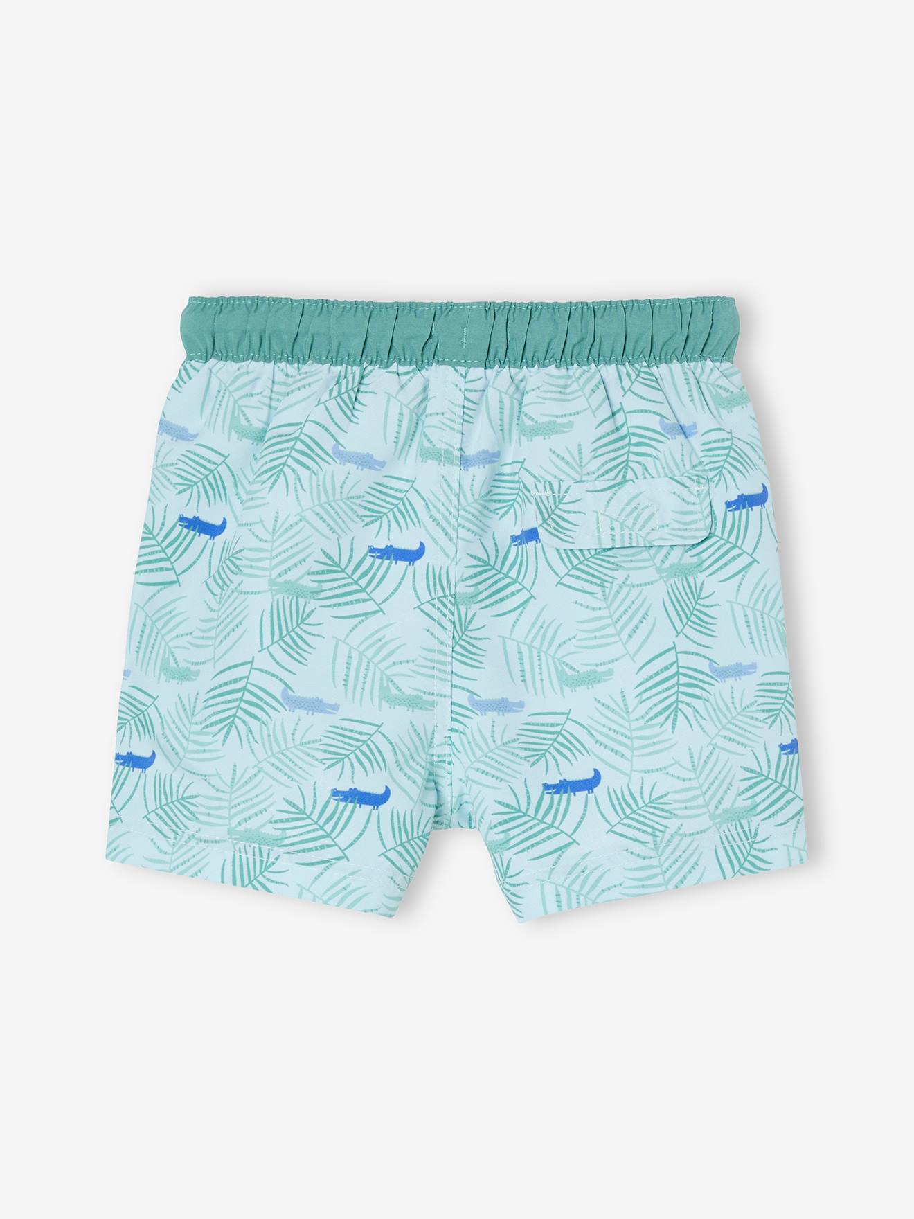 Calção de banho estampado verde-água para bebê menino
