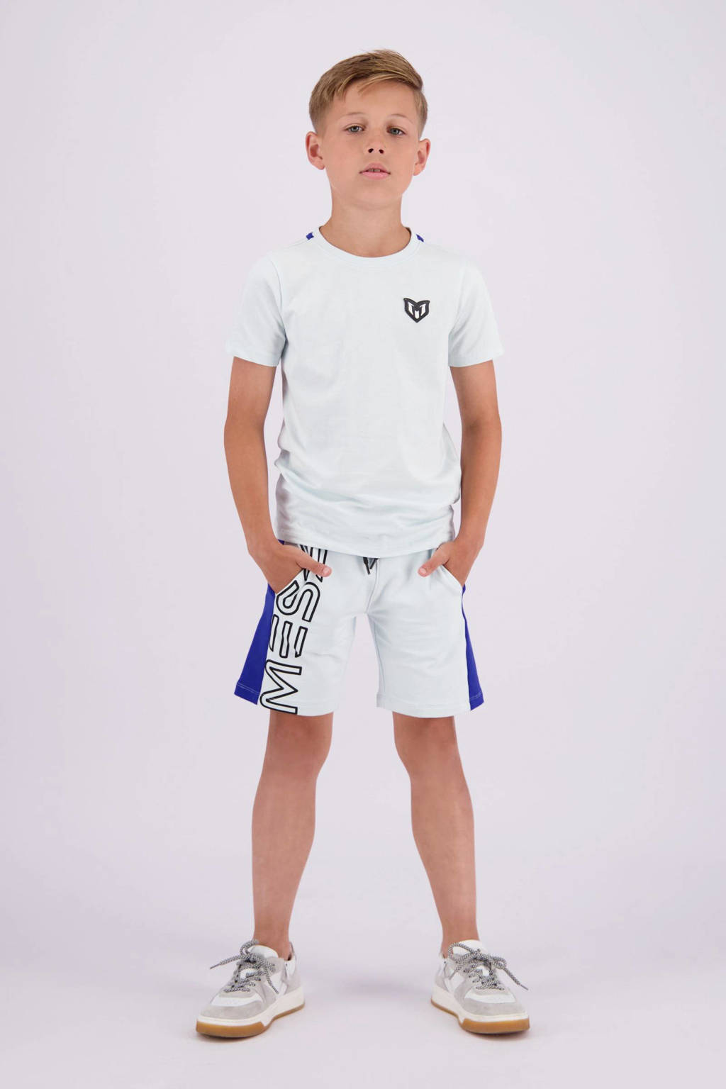 Vingino sweatshort Rafo met logo lichtblauw/hardblauw