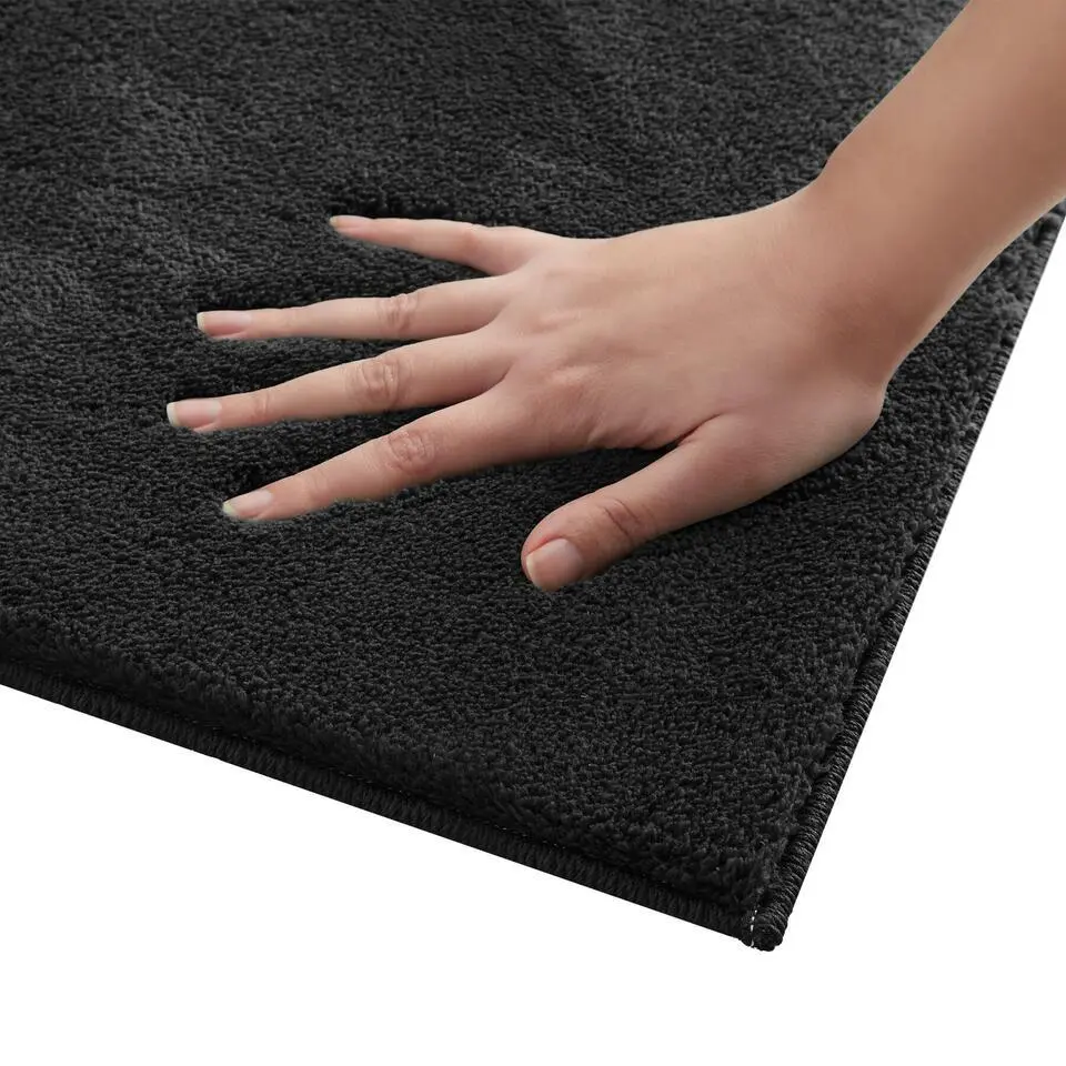 tectake® Kortpolig vloerkleed Soft Zone 140 x 200 cm - Zwart