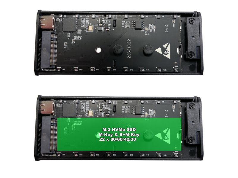 LC-Power Externes Gehäuse LC-M2-C-NVME-4 M.2 Hochwertiges Gehäuse mit RGB-Beleuchtung und USB-C