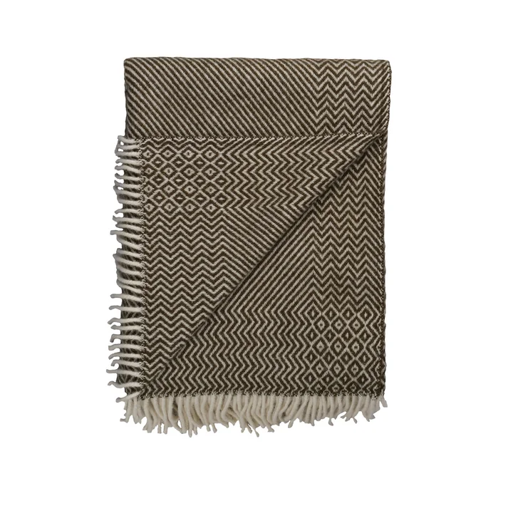 Røros Tweed - Kattefot Wolldecke, 140 x 220 cm, grün