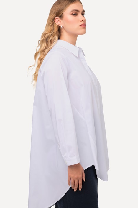 Longbluse, A-Linie, Hemdkragen, Langarm