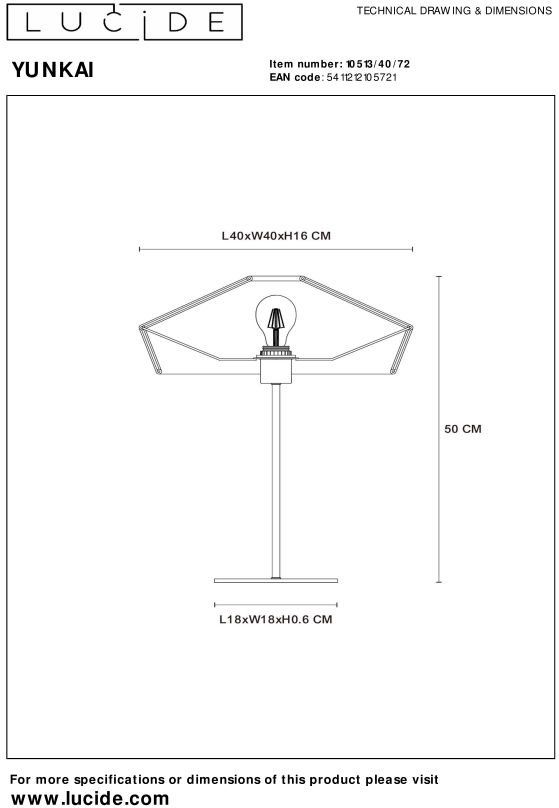 Lucide   Yunkai Tafellamp