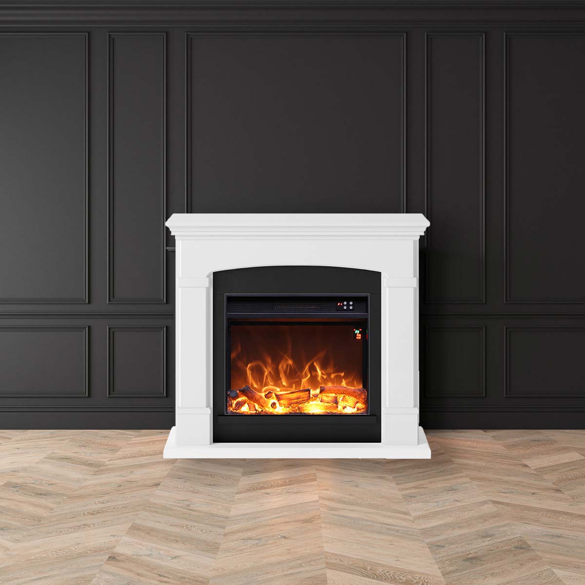 Cheminee murale 1500w caminetto fuego monica blanco