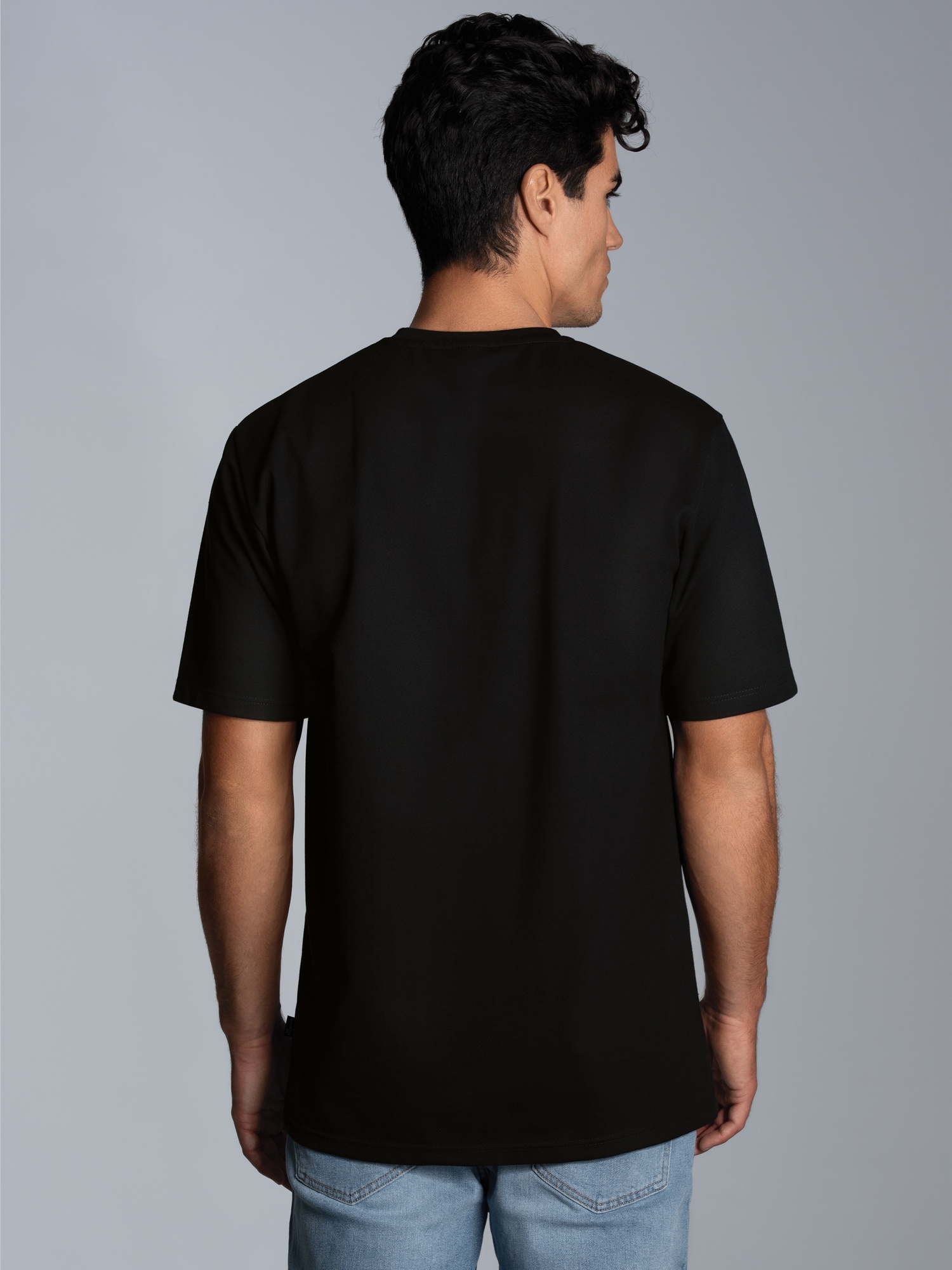 T-Shirt in Piqué-Qualität Schwarz