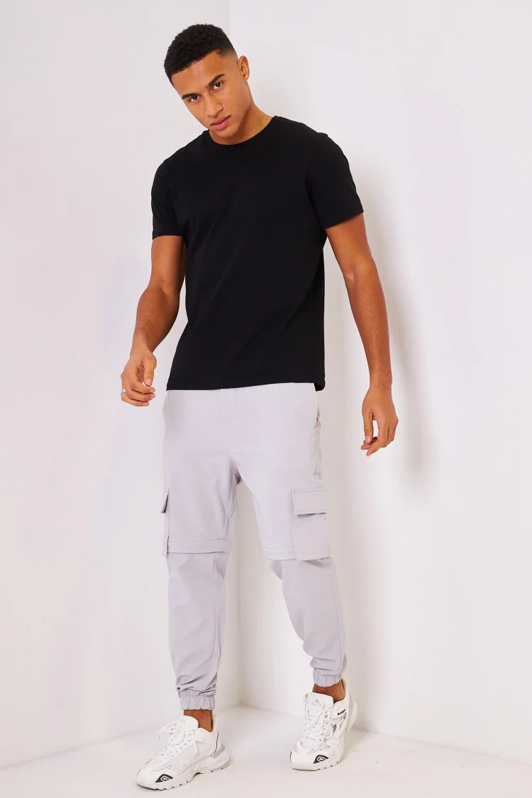 Pantalon cargo gris uni