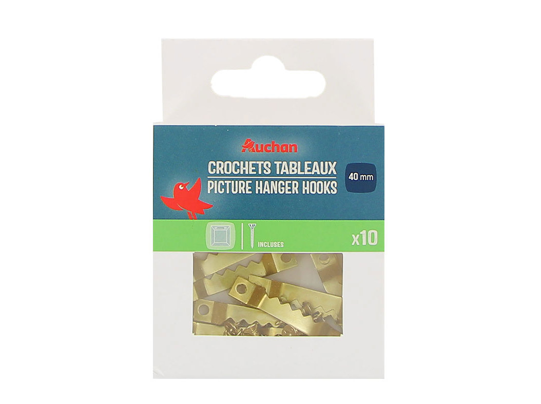 GANCHOS PARA QUADRO AUCHAN 10 PEÇAS 40X7MM