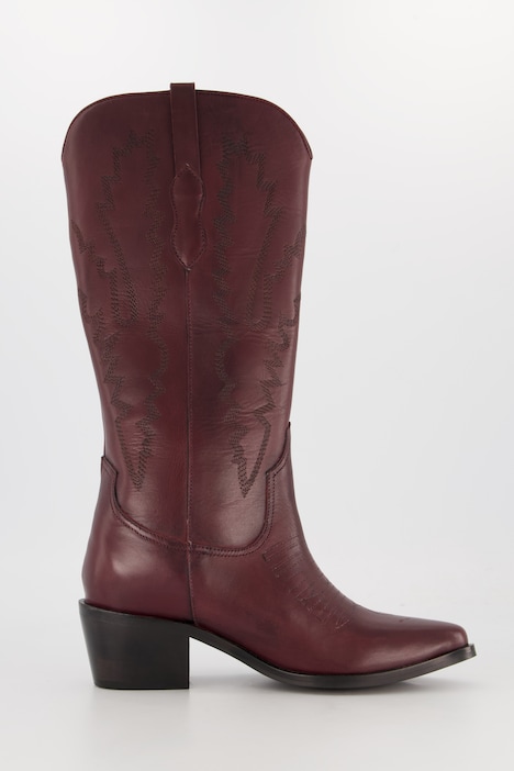 Leder-Cowboystiefel, 3 XL-Schaft, Stickerei, Weite H