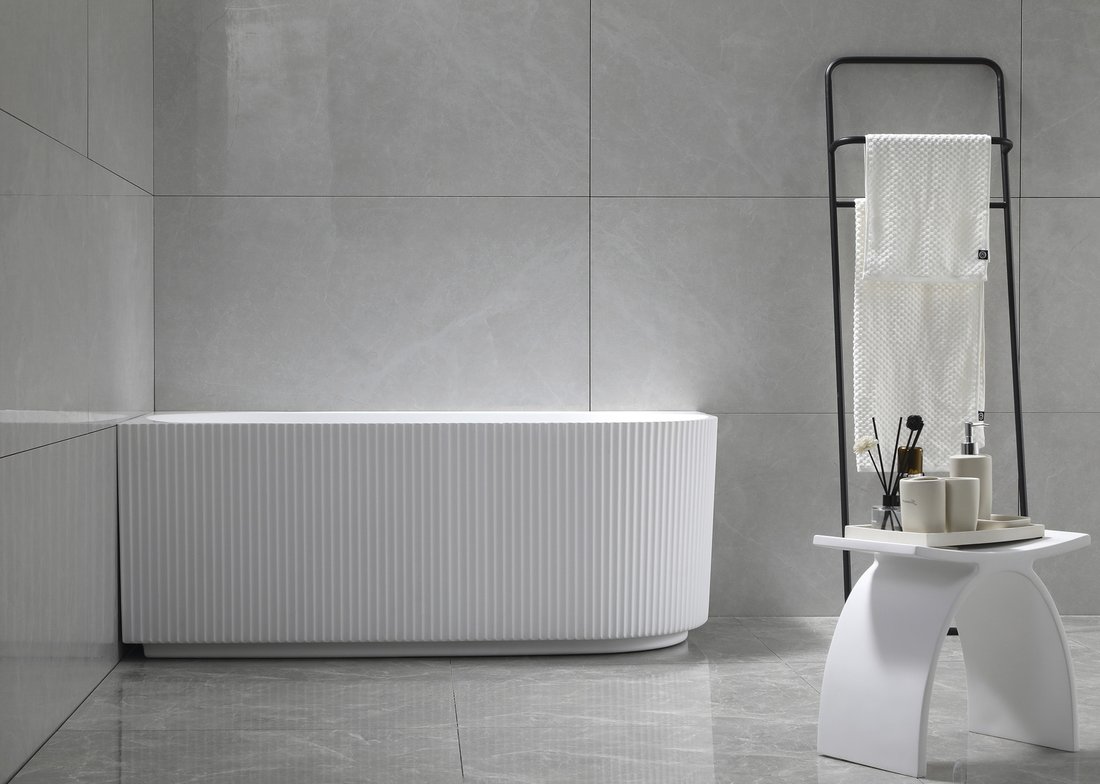 Aqualine Tibera hoekbad links met ribbel 170x80cm wit