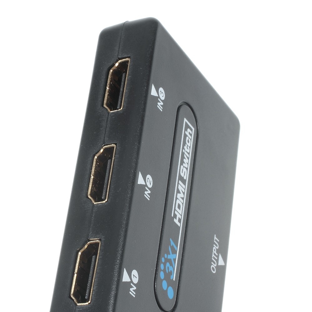 3-Fach HDMI 1080p FullHD Hub Verteiler Switch mit Fernbedienung - Schwarz