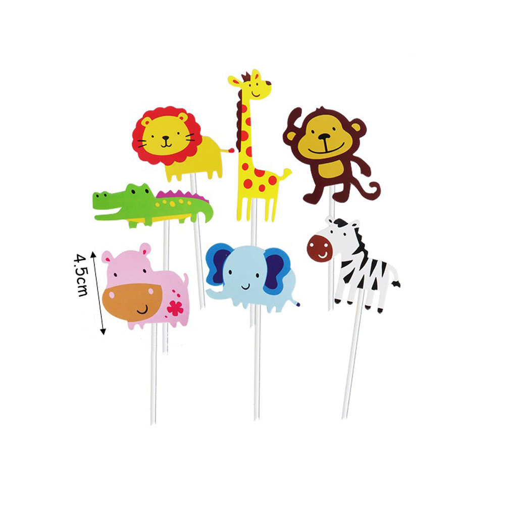 (7-tlg. Set) Kuchenstecker Kinder Tortenstecker Topper Dekoration für Torten / Kuchen - Safari Tiere