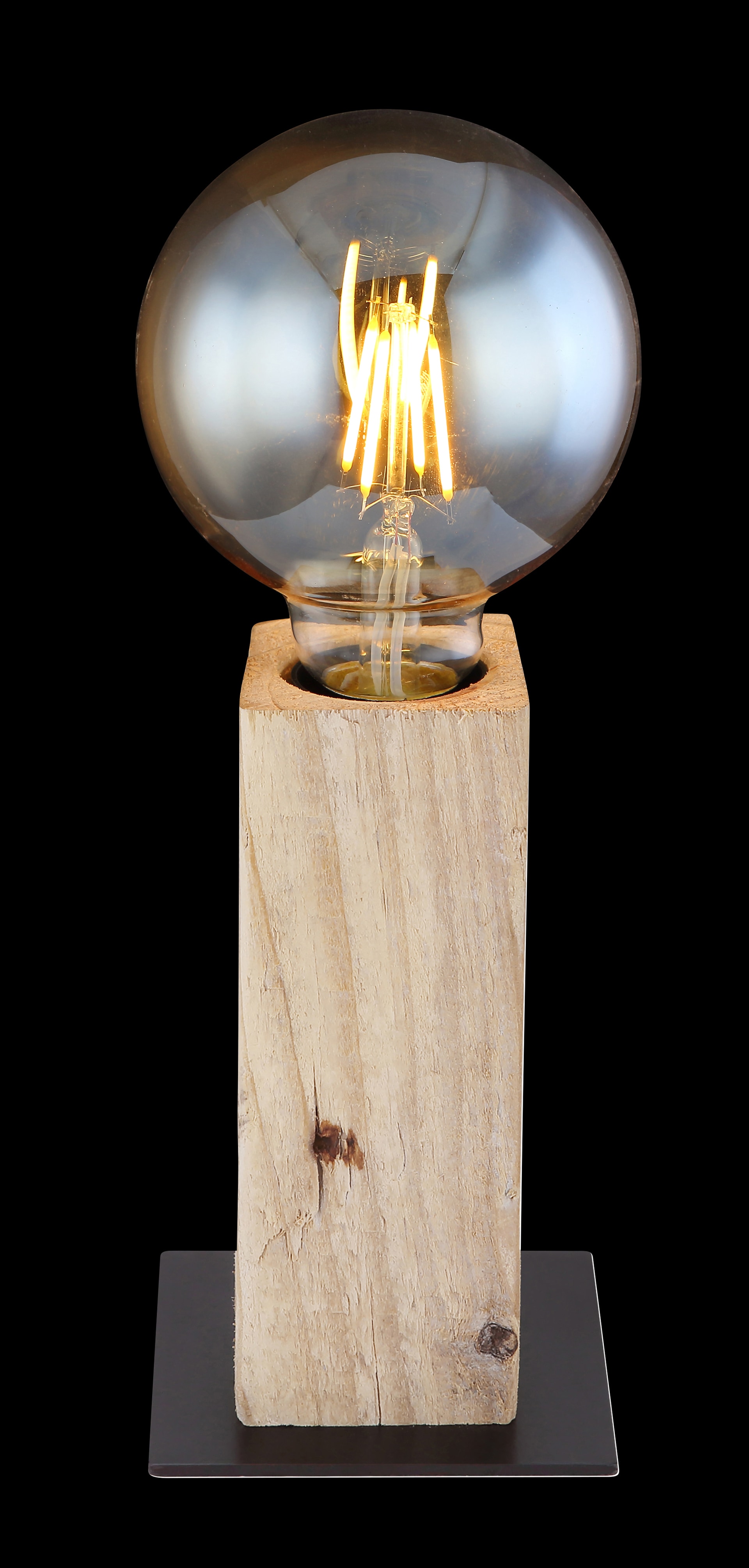 GLOBO Retrofit Tischlampe ADALIE 15 cm schwarz /Holz